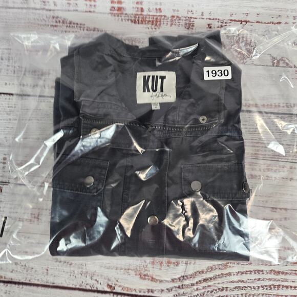 Kut from the Kloth M Dark Gray Barn Chore Coat Cotton Jacket Utility Indie Moto - Picture 11 of 11